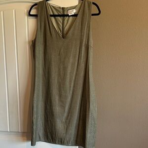 Molly Bracken Olive Green Sleeveless V-Neck  Dress